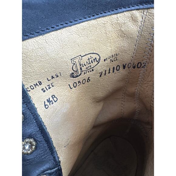 Vintage Justin Boots Black Kiltie 6.5 Women's Lace Up Western Cowgirl Rodeo Shoe - Picture 3 of 11